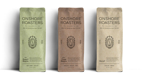 Onshore Roasters coffee bags — Crew, Guest and Decaf